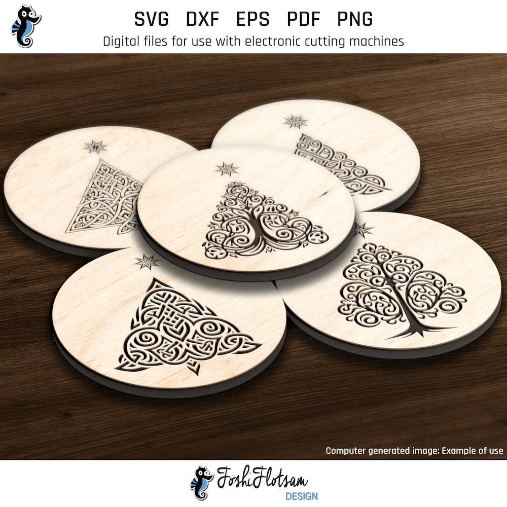 Coaster SVG - Celtic Christmas tree SVG coaster bundle image 3 Third 5 of 15 Celtic Christmas tree coasters included in this coaster SVG bundle.